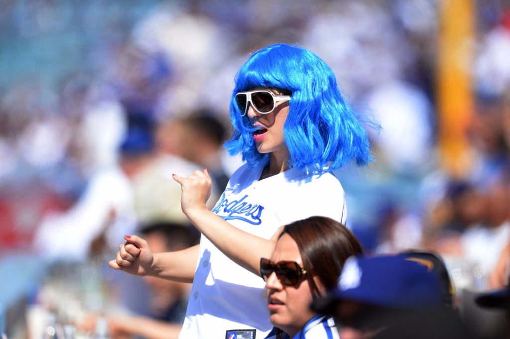 Fans enjoy the action during the Dodgers home opener against the Giants at Dodger Stadium Friday 4, 2014. The Giants beat the Dodgers 8-4.  (Photo by Hans Gutknecht/Los Angeles Daily News)