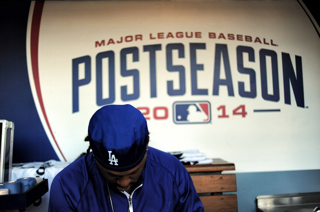 The Dodgers' Hanley Ramirez #13 during practice at Dodger Stadium Thursday, October 2, 2014. The Los Angeles Dodgers will face the St. Louis Cardinals in the National League Division Series, Game 1 Friday in Los Angeles. (Photo by Hans Gutknecht/Los Angeles Daily News)  
