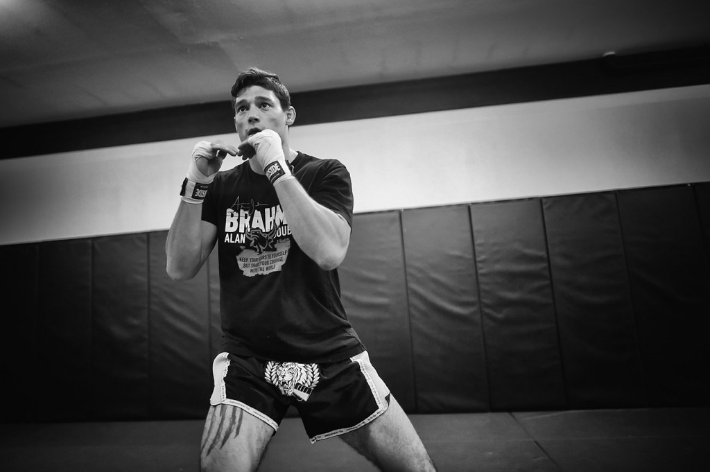 UFC welterweight Alan Jouban trains at Saekson Muay Thai with coach Julio Trana in Van Nuys, CA, Monday, July 5, 2015. Jouban will face Matt Dwyer at UFC Fight Night 71 in San Diego on July 15. (Photo by Hans Gutknecht/Los Angeles Daily News)