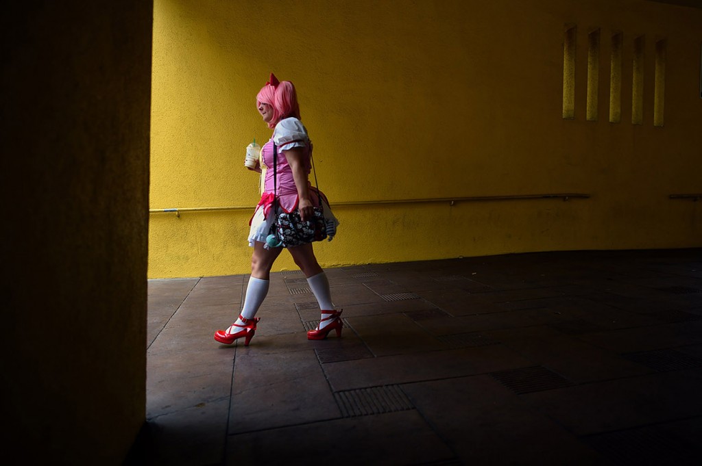 People make their way out of Pershing Square dressed in costume heading to the Los Angeles Convention Center for the Anime Expo Sunday, July 6, 2015.
