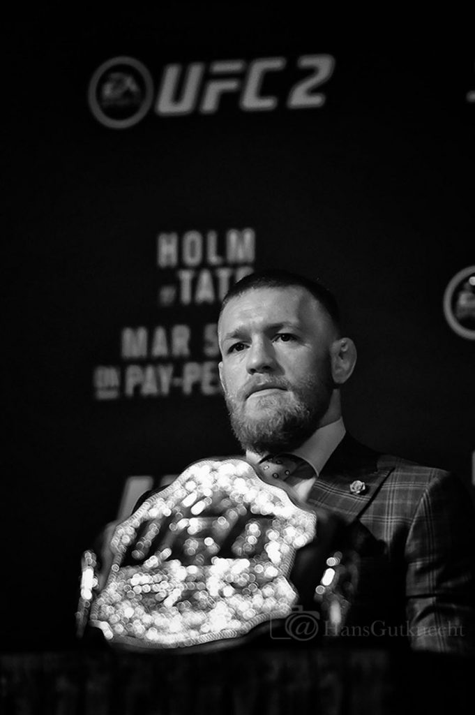 UFC featherweight champion Conor McGregor during the UFC 196 press conference at the MGM Grand in Las Vegas, Thursday, March 3, 2016. (Photo by Hans Gutknecht/Los Angeles Daily News)